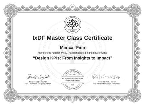 Design KPIs: From Insights to Impact certificate