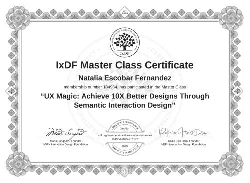 UX Magic: Achieve 10X Better Designs Through Semantic Interaction Design certificate