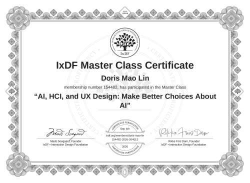 AI, HCI, and UX Design: Make Better Choices About AI certificate