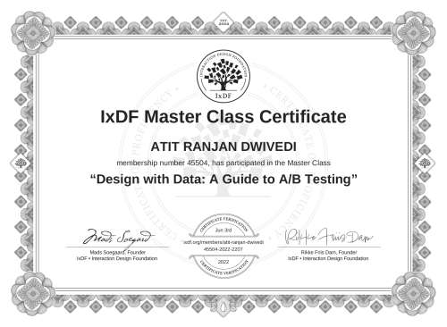 Design with Data: A Guide to A/B Testing certificate