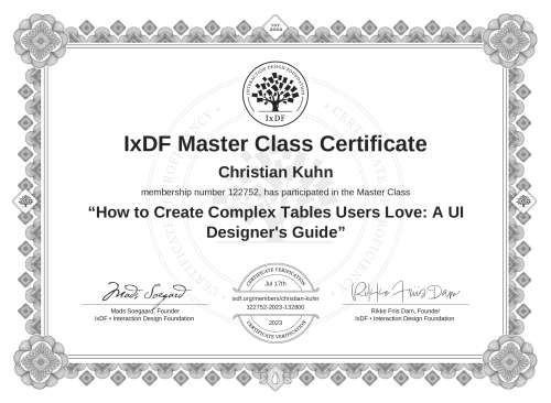 How to Create Complex Tables Users Love: A UI Designer's Guide certificate