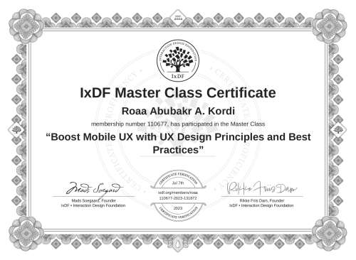 Boost Mobile UX with UX Design Principles and Best Practices certificate
