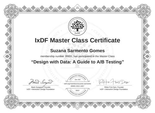 Design with Data: A Guide to A/B Testing certificate