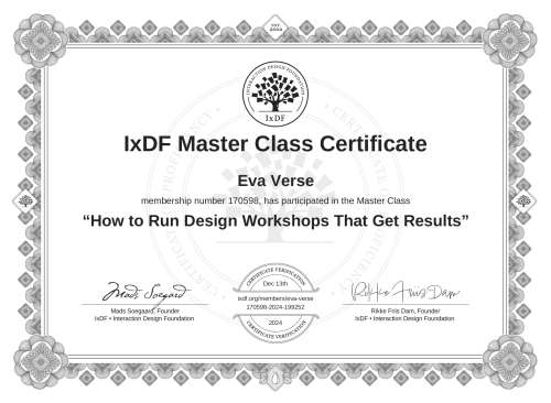 How to Run Design Workshops That Get Results certificate
