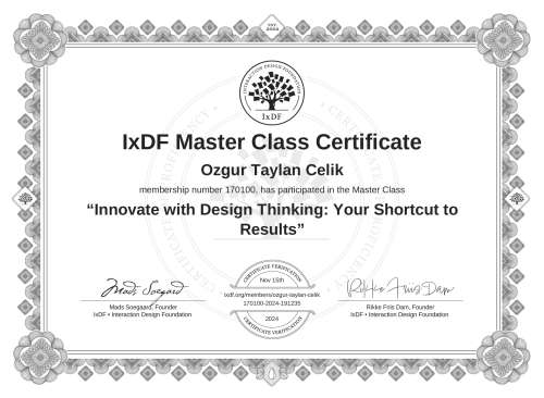Innovate with Design Thinking: Your Shortcut to Results certificate