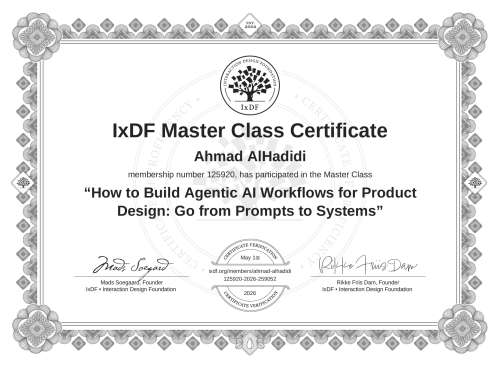 How to Build Agentic AI Workflows for Product Design: Go from Prompts to Systems certificate