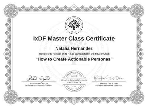 How to Create Actionable Personas certificate