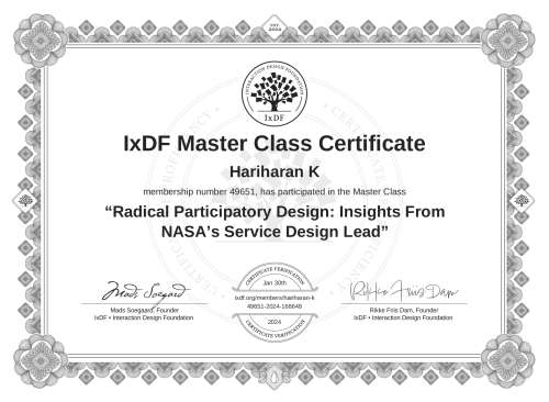Radical Participatory Design: Insights From NASA’s Service Design Lead certificate