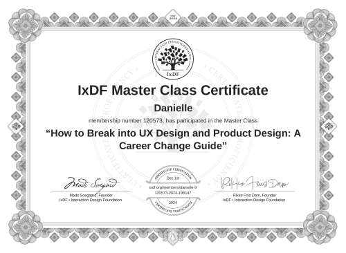 How to Break into UX Design and Product Design: A Career Change Guide certificate