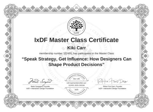 Speak Strategy, Get Influence: How Designers Can Shape Product Decisions certificate