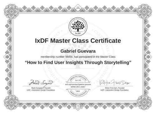 How to Find User Insights Through Storytelling certificate