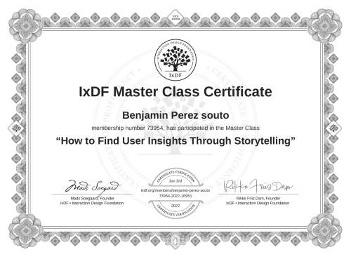 How to Find User Insights Through Storytelling certificate