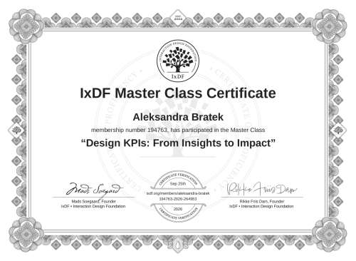 Design KPIs: From Insights to Impact certificate
