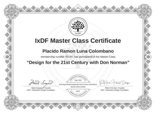 Design for the 21st Century with Don Norman certificate