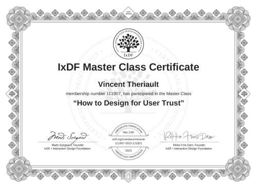 How to Design for User Trust certificate
