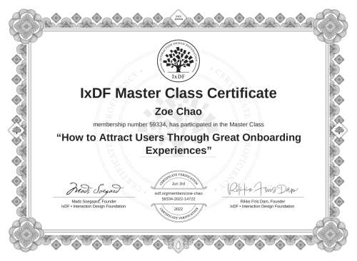 How to Attract Users Through Great Onboarding Experiences certificate
