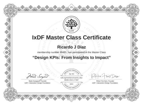 Design KPIs: From Insights to Impact certificate