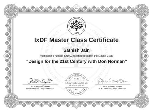 Design for the 21st Century with Don Norman certificate