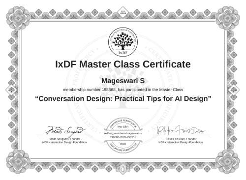 Conversation Design: Practical Tips for AI Design certificate