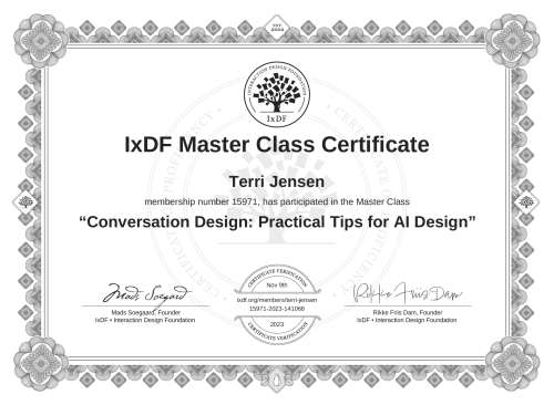 Conversation Design: Practical Tips for AI Design certificate