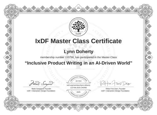 Inclusive Product Writing in an AI-Driven World certificate