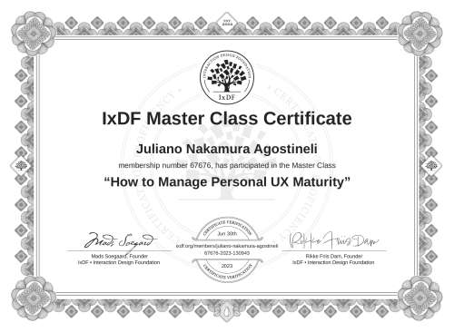How to Manage Personal UX Maturity certificate