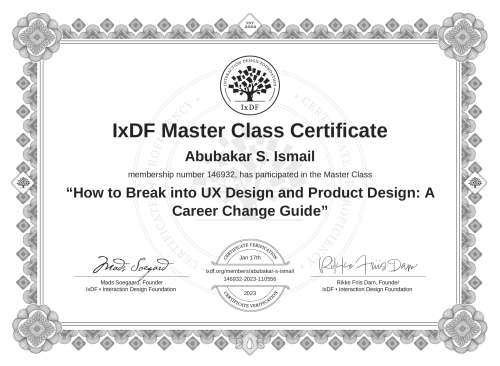 How to Break into UX Design and Product Design: A Career Change Guide certificate