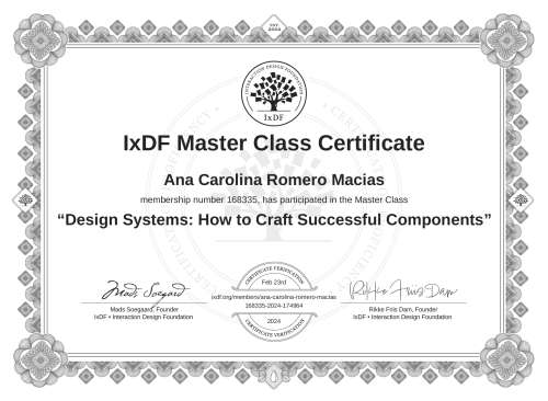 Design Systems: How to Craft Successful Components certificate