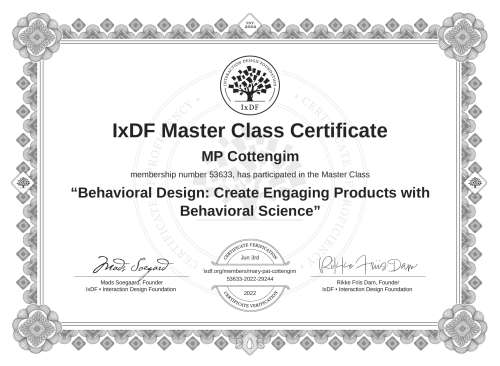 Behavioral Design: Create Engaging Products with Behavioral Science certificate
