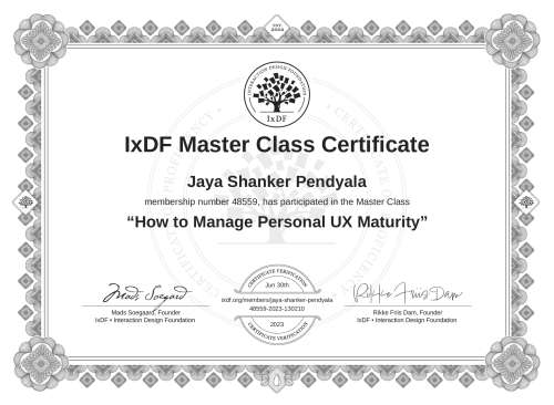 How to Manage Personal UX Maturity certificate