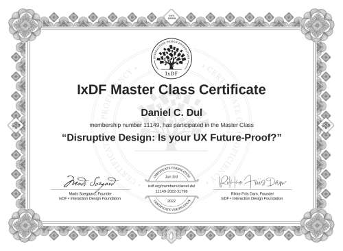 Disruptive Design: Is your UX Future-Proof? certificate