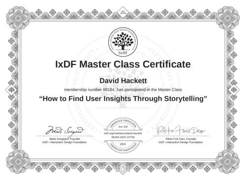 How to Find User Insights Through Storytelling certificate