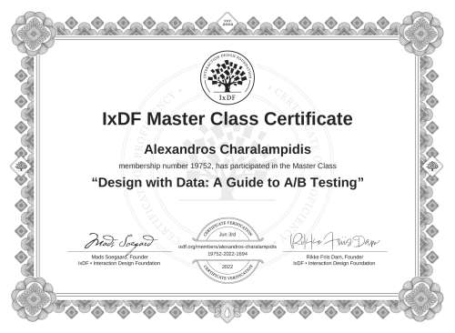 Design with Data: A Guide to A/B Testing certificate