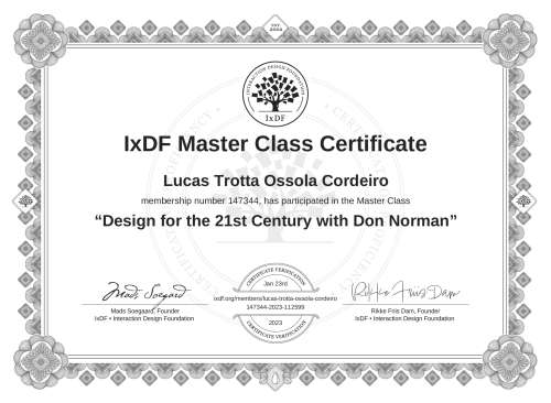 Design for the 21st Century with Don Norman certificate