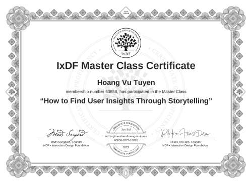 How to Find User Insights Through Storytelling certificate
