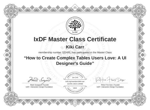 How to Create Complex Tables Users Love: A UI Designer's Guide certificate