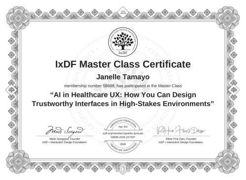 AI in Healthcare UX: How You Can Design Trustworthy Interfaces in High-Stakes Environments certificate