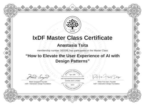 How to Elevate the User Experience of AI with Design Patterns certificate