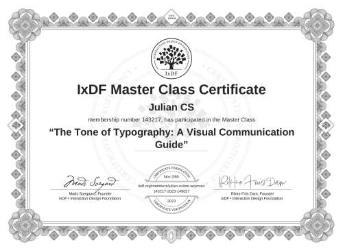 The Tone of Typography: A Visual Communication Guide certificate
