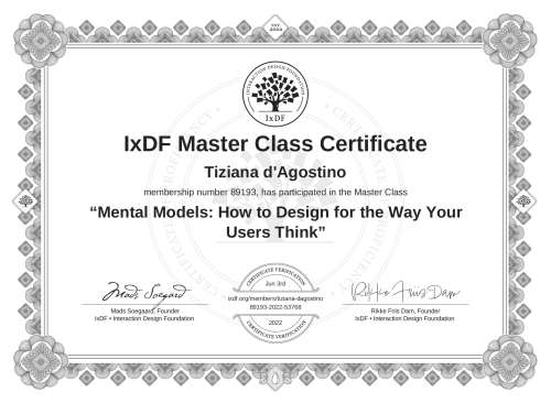 Mental Models: How to Design for the Way Your Users Think certificate