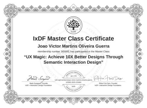 UX Magic: Achieve 10X Better Designs Through Semantic Interaction Design certificate