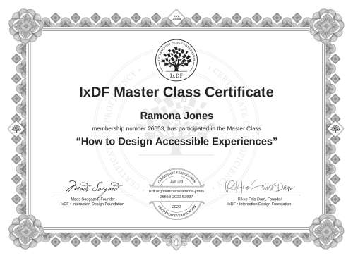 How to Design Accessible Experiences certificate