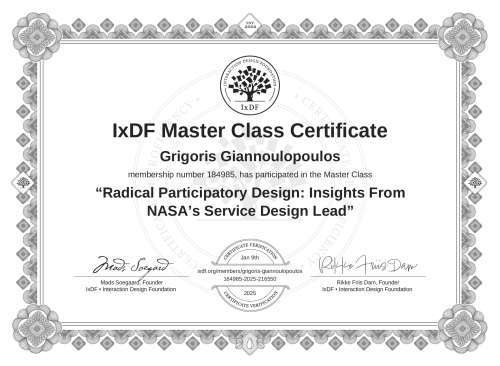 Radical Participatory Design: Insights From NASA’s Service Design Lead certificate