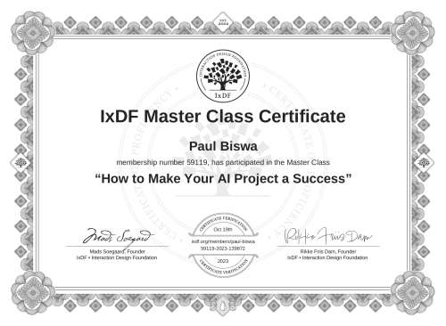 How to Make Your AI Project a Success certificate