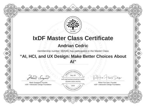 AI, HCI, and UX Design: Make Better Choices About AI certificate