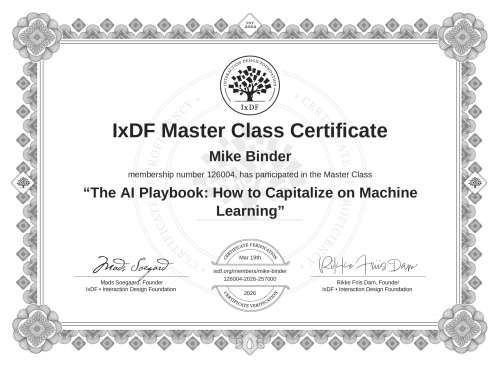 The AI Playbook: How to Capitalize on Machine Learning certificate