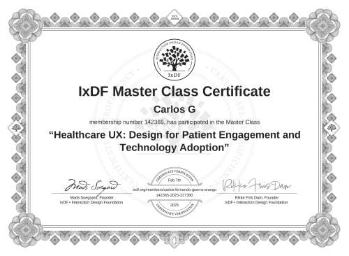 Healthcare UX: Design for Patient Engagement and Technology Adoption certificate