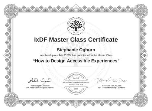 How to Design Accessible Experiences certificate
