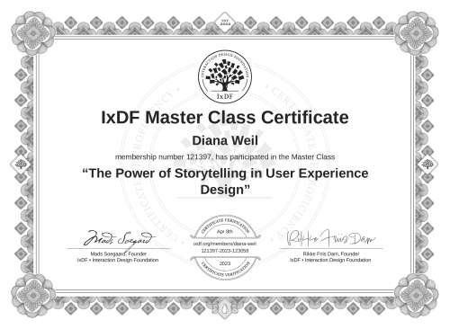 The Power of Storytelling in User Experience Design certificate