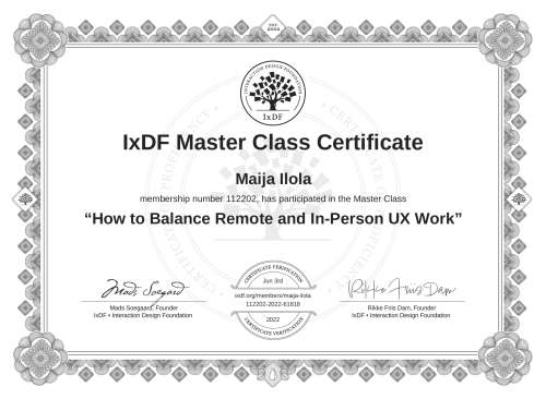 How to Balance Remote and In-Person UX Work certificate